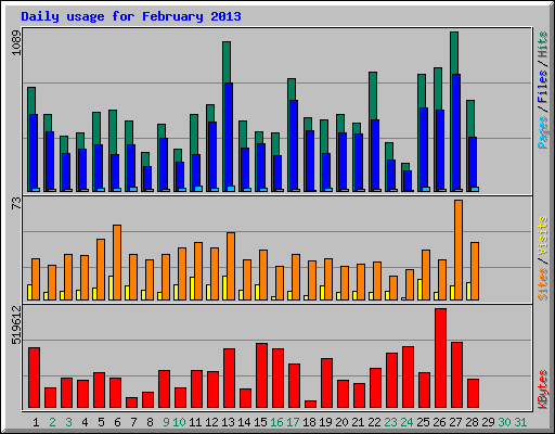 Daily usage for February 2013