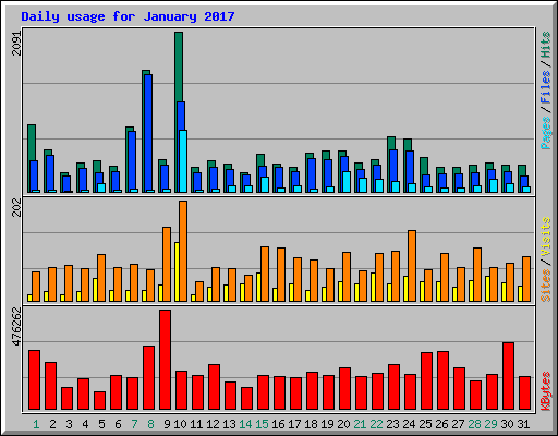 Daily usage for January 2017