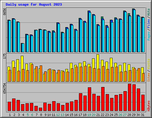 Daily usage for August 2023