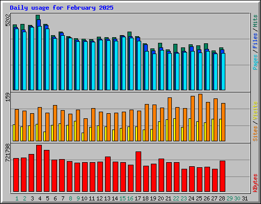 Daily usage for February 2025