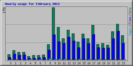 Hourly usage for February 2013